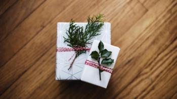 Two gifts with crafted paper and decoration